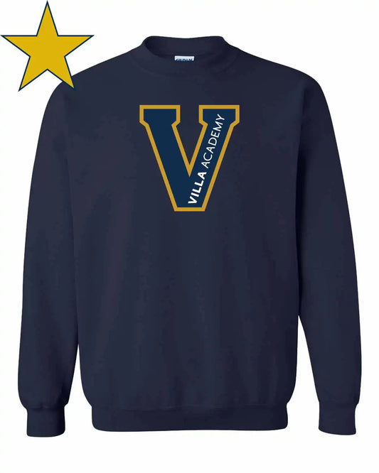 Villa Academy Full Front Logo Adult Navy Crewneck