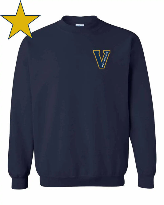 Villa Academy Left Chest Logo Adult Navy Crewneck